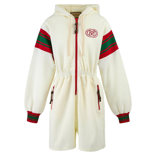Gucci Cream Polyester Hooded Logo Women Sweatsuit