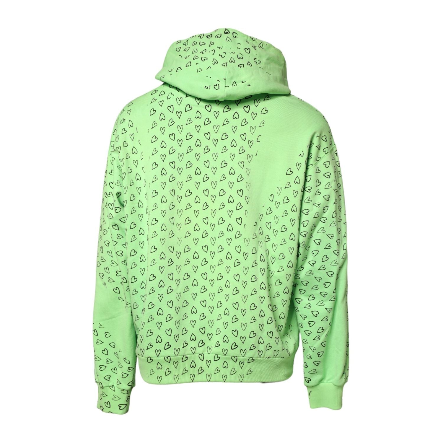 Dolce & Gabbana Green Cotton Logo Heart Print Hooded Sweater