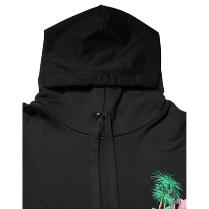 Dolce & Gabbana Black Embroidery Hooded Sweatshirt Sweater