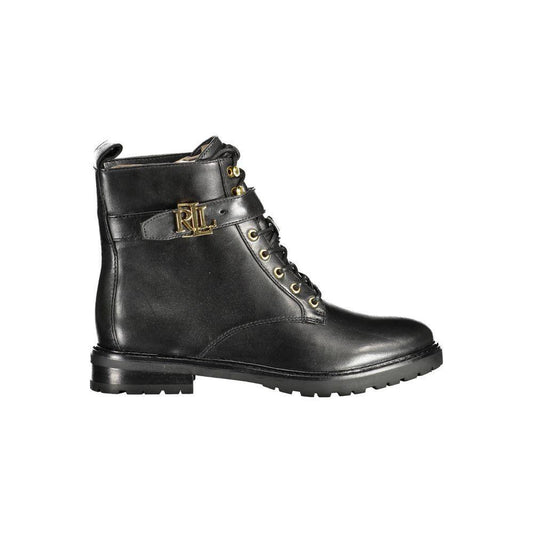 Ralph Lauren Black Leather Women Boot RA-14636-EU40/US10