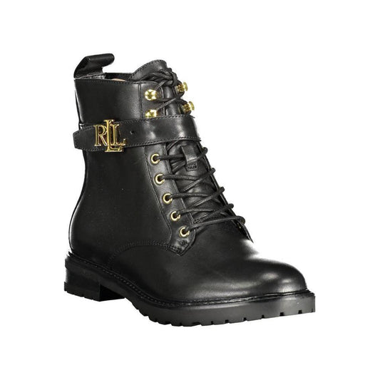 Ralph Lauren Black Leather Women Boot RA-14636-EU40/US10