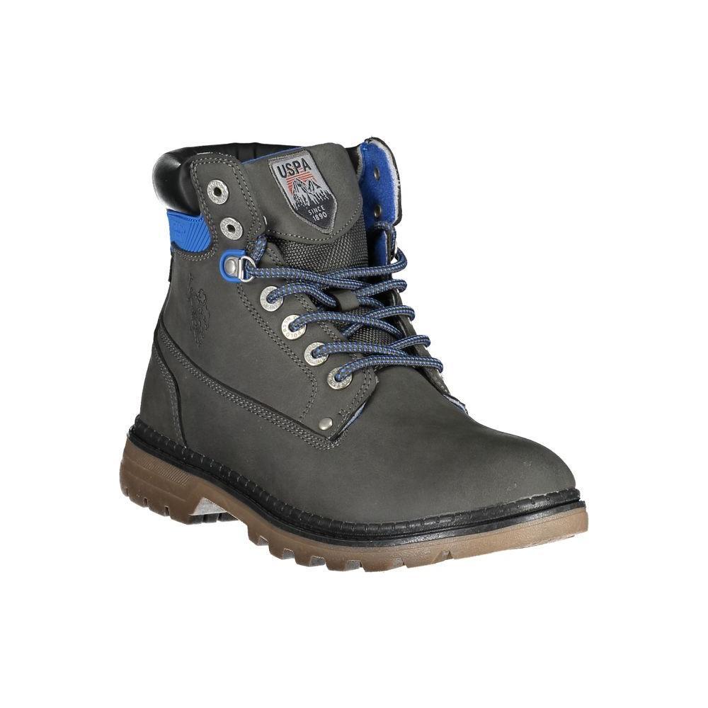 U.S. POLO ASSN. Elegant Gray High Lace-Up Boots with Logo Detail US-24936-EU44/US11