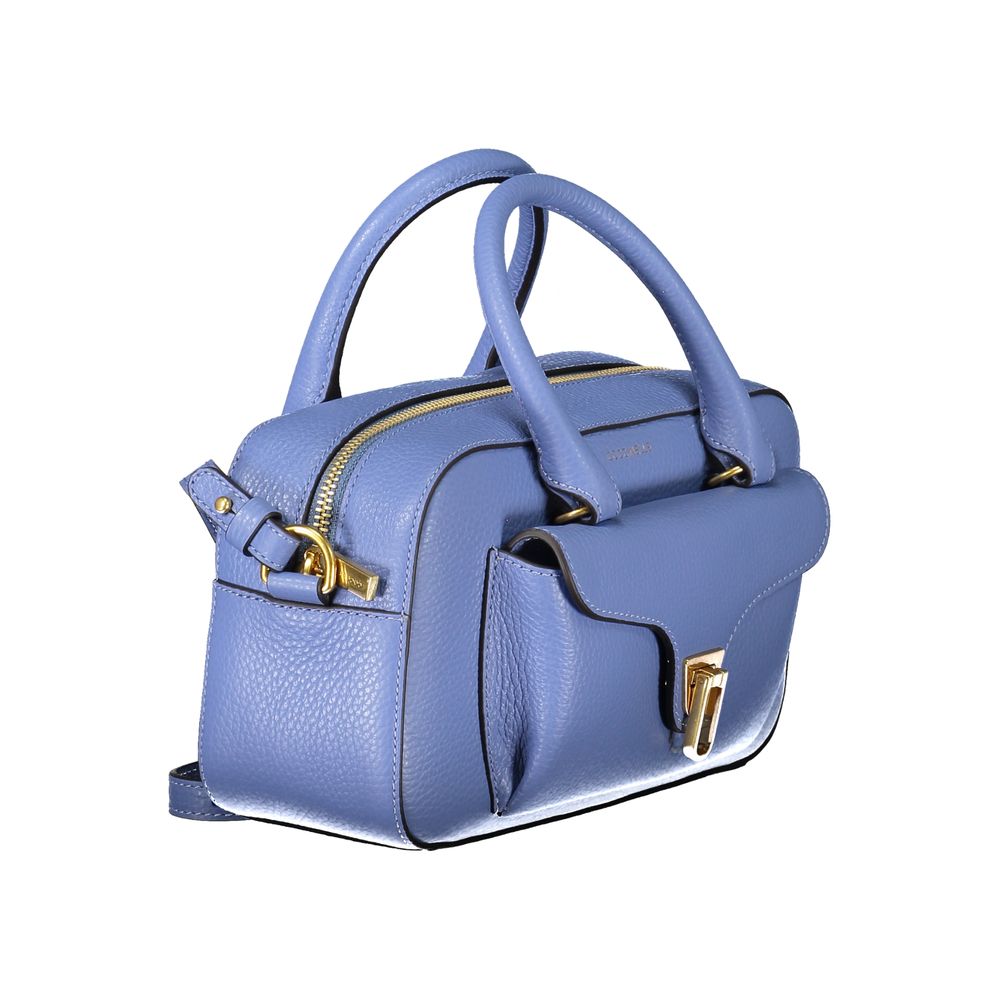 Coccinelle Light Blue Leather Women Handbag with elegant design and dual handles