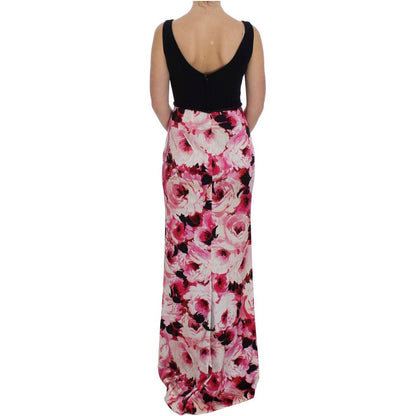 Dolce & Gabbana Pink Floral Print Long Maxi Sheath Dress