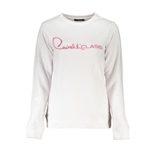 Cavalli Class White Cotton Sweater CA-26780-XS