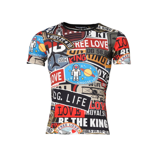 Dolce & Gabbana Multicolor Patchwork Cotton Crew Neck T-shirt THS90359-44