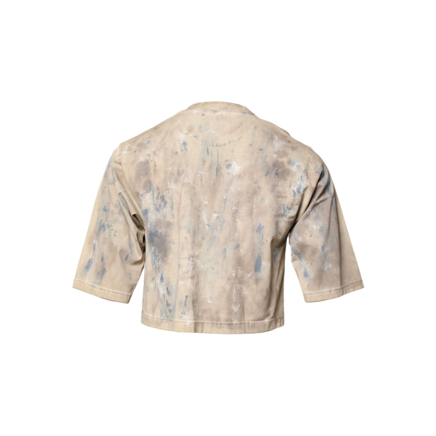 Dolce & Gabbana Beige Tie Dye DG Embroidery Cropped T-shirt