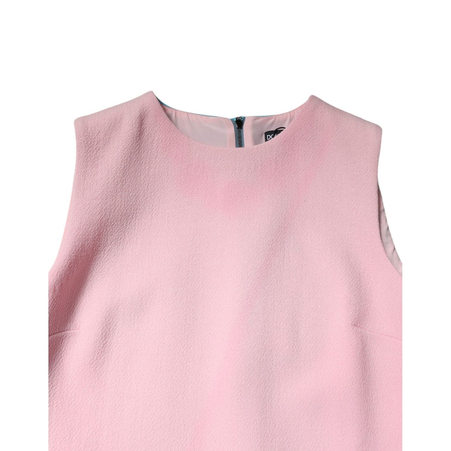 Dolce & Gabbana Pink Blue Wool Sleeveless Shift Mini Dress