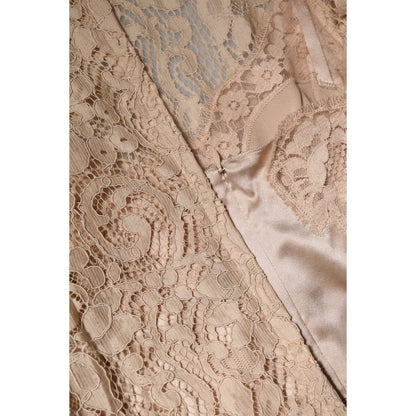 Dolce & Gabbana Beige Floral Lace Sleeveless Sheath Dress