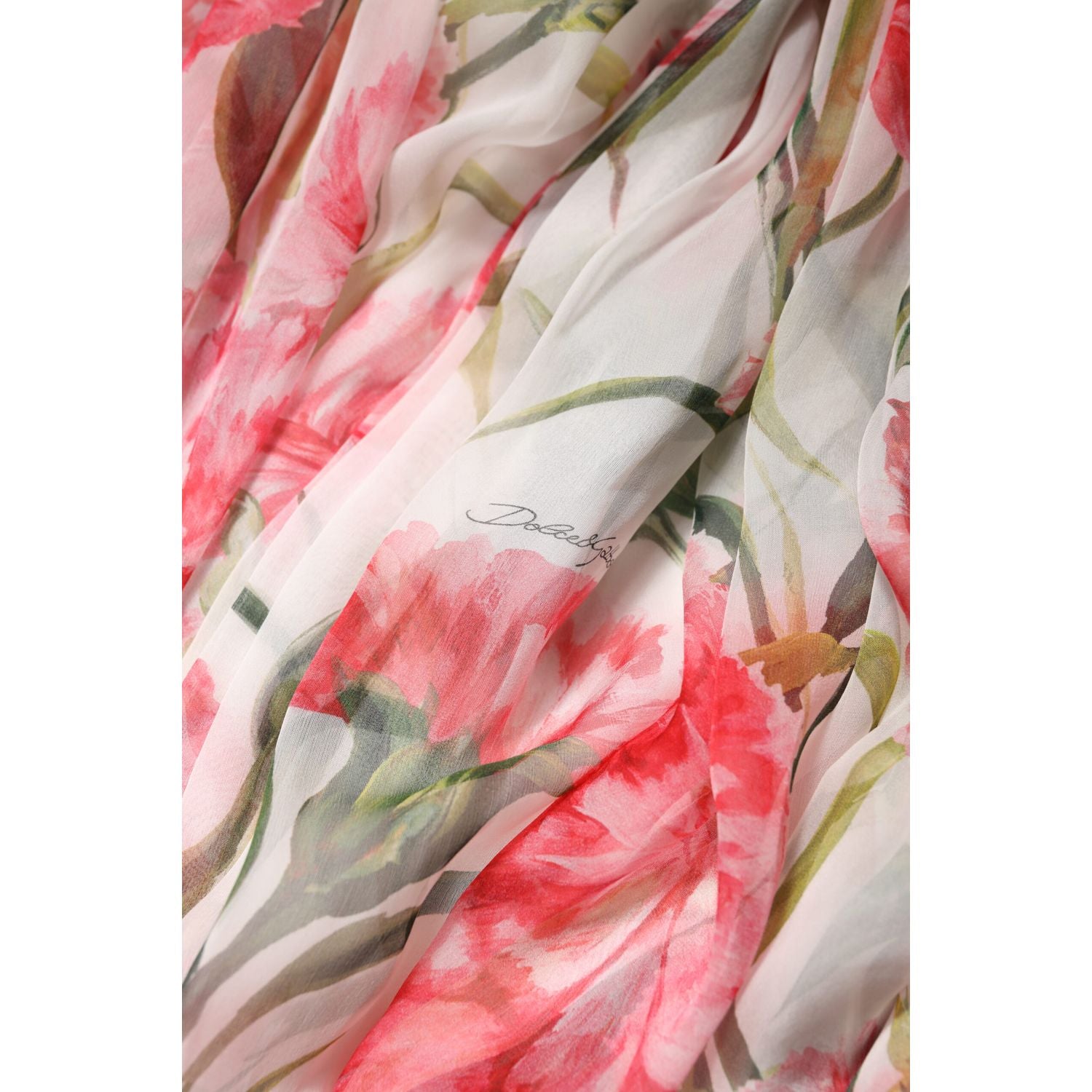 Dolce & Gabbana White Floral Silk Halter A-line Maxi Dress