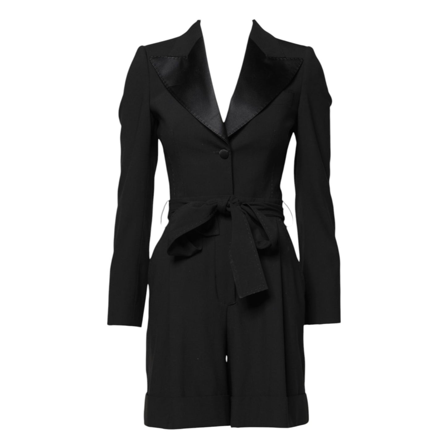 Dolce & Gabbana Black Wool Jumpsuit Dress Women Coat Jacket