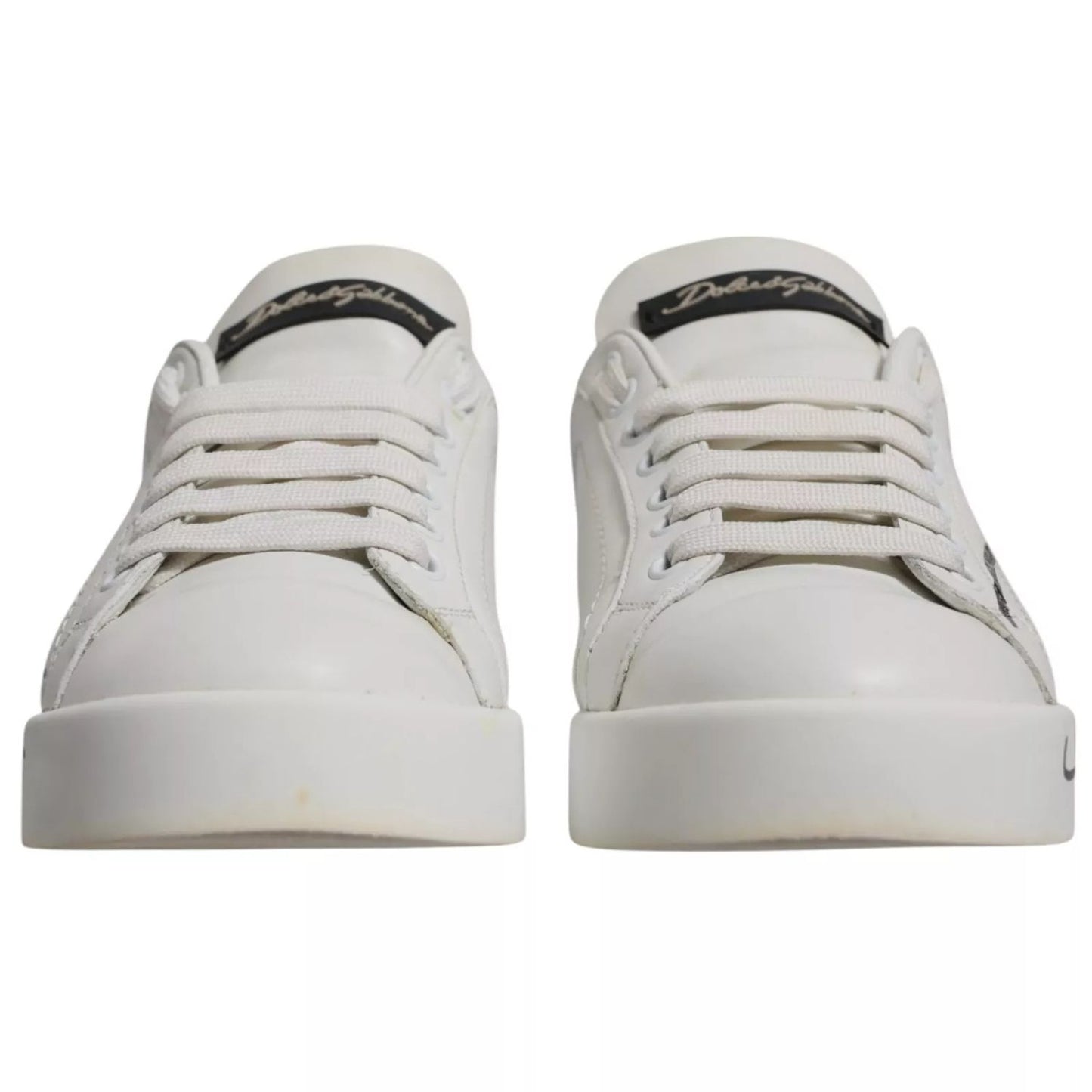 Dolce & Gabbana White Blue Logo Portofino Sneakers Shoes