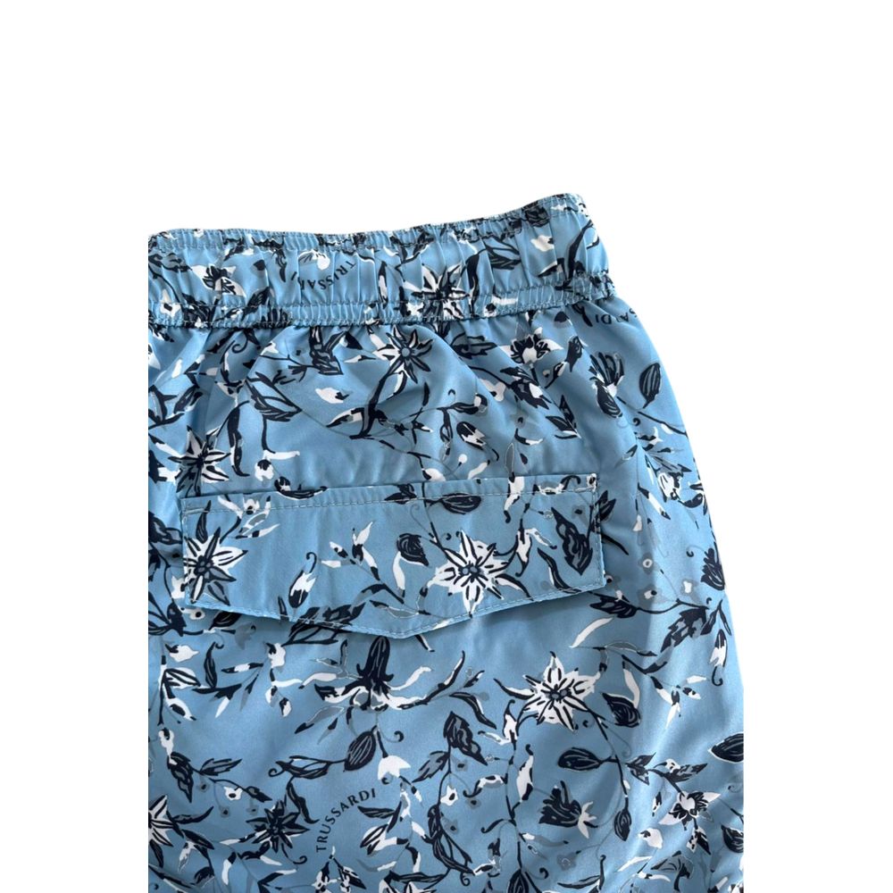 Trussardi Beachwear Light Blue Polyester Men Swim Short