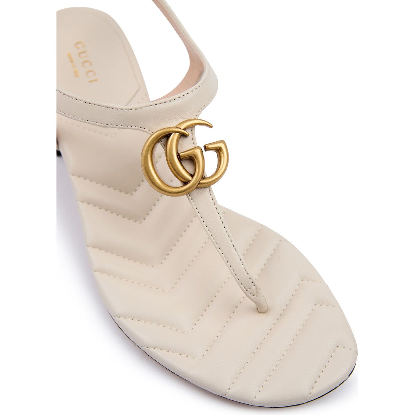 Gucci Mystic White Nappa Charlotte Leather Sandals 674840BKO009022