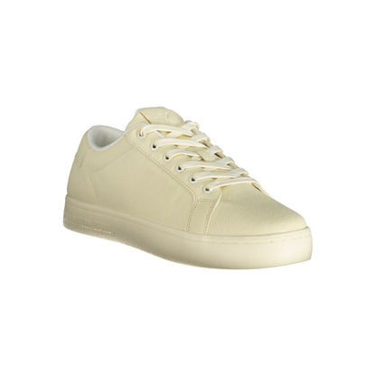 Calvin Klein White Polyester Men Sneaker with breathable upper and removable footbed for stylish comfort.