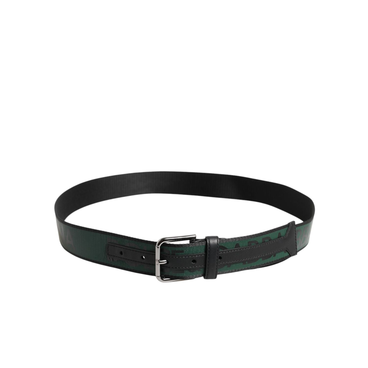 Dolce & Gabbana Green Black Polyester DG Logo Buckle Belt