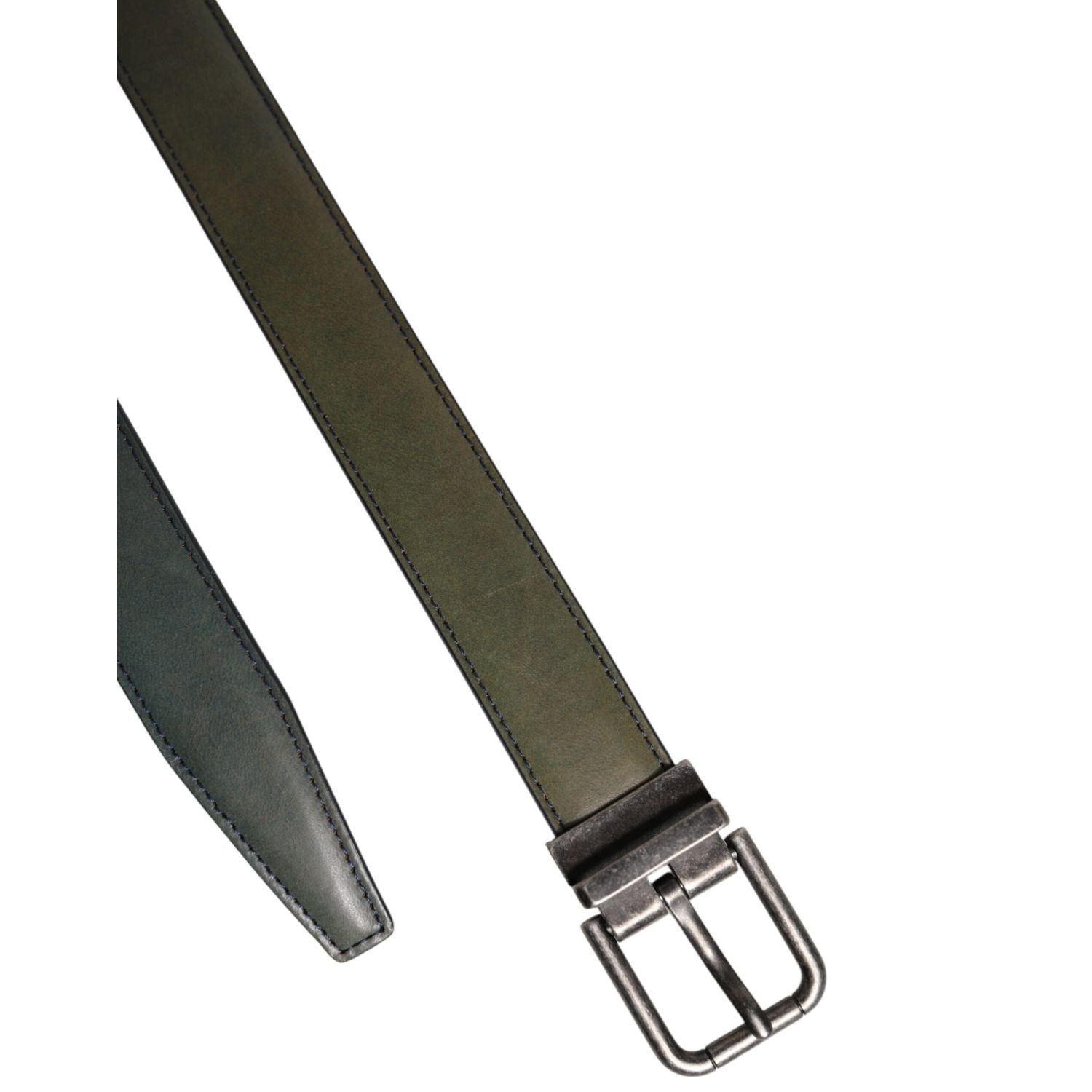 Dolce & Gabbana Green Classic Leather Metal Buckle Belt