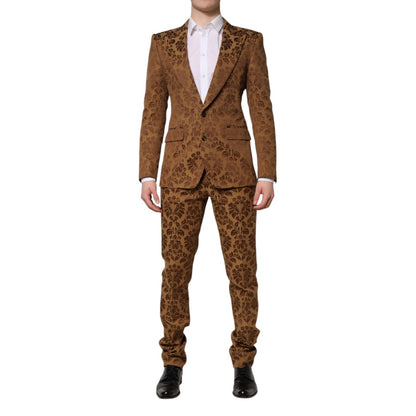 Dolce & Gabbana Brown Floral Jacquard SICILIA 2 Piece Suit