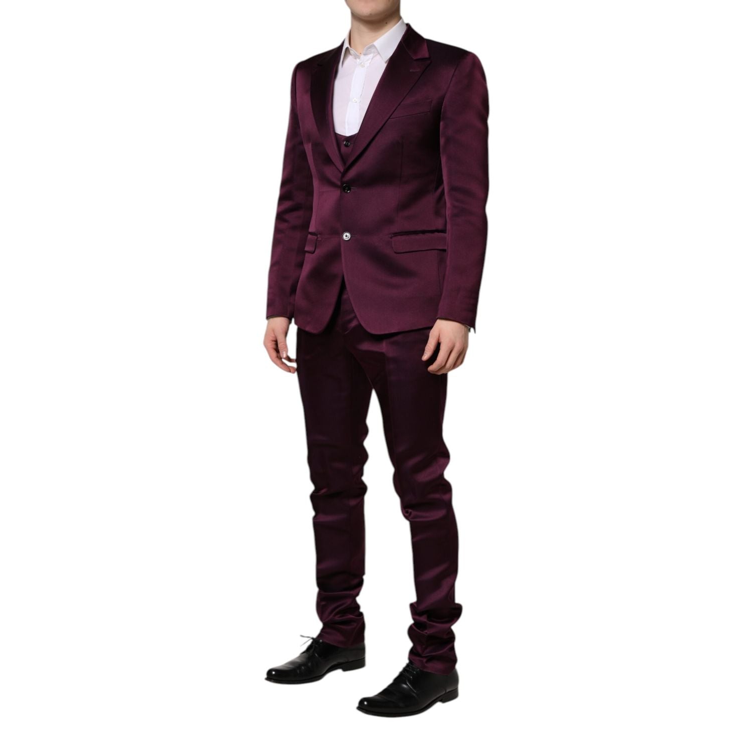 Dolce & Gabbana Dark Purple Silk 3Piece Single Breasted Suit