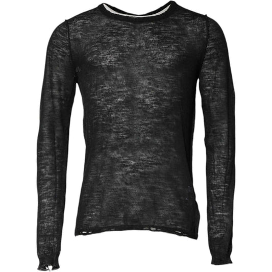 Dolce & Gabbana Black Polyester Crew Neck Pullover Sweater TSH90536-52