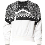 Dolce & Gabbana Black White Bandana Cotton Men Sweatshirt Sweater TSH90581-44