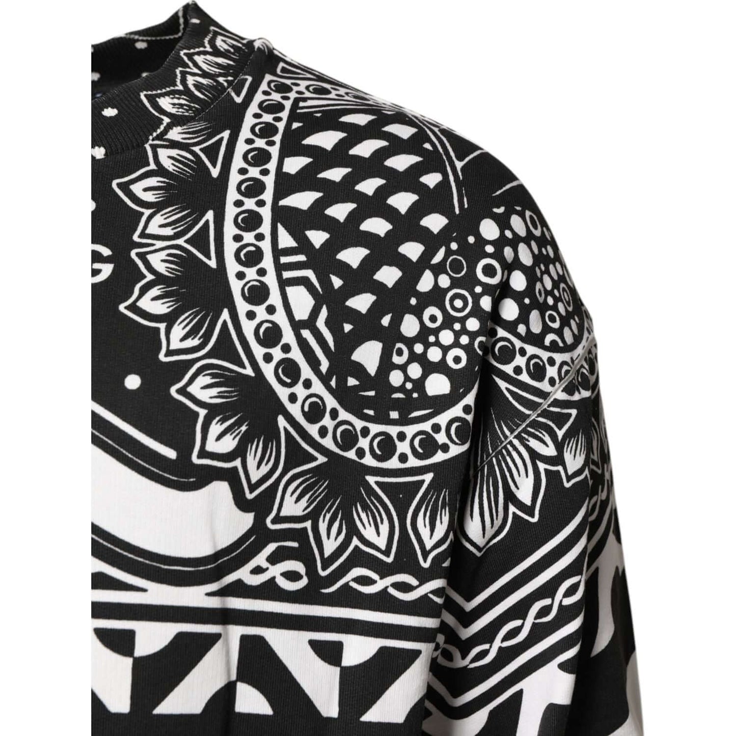 Dolce & Gabbana Black White Bandana Cotton Men Sweatshirt Sweater TSH90581-44