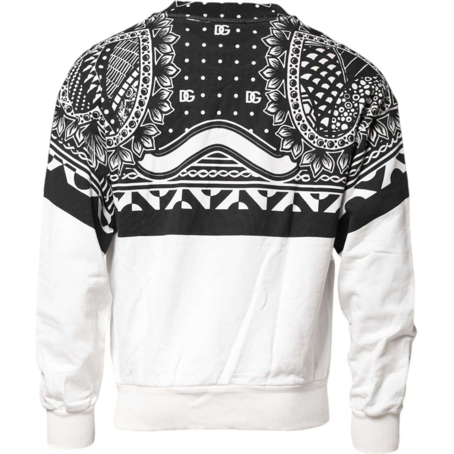 Dolce & Gabbana Black White Bandana Cotton Men Sweatshirt Sweater TSH90581-44