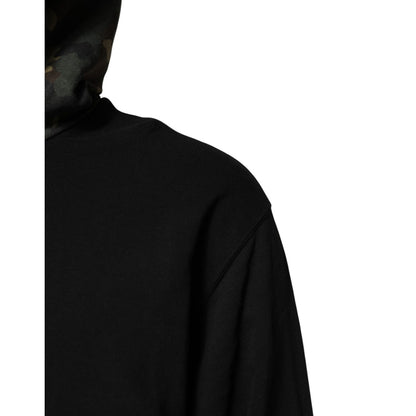 Dolce & Gabbana Black Camouflage Hooded Sweatshirt Sweater