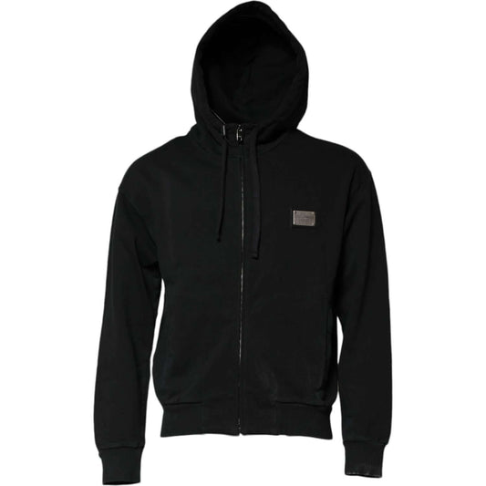 Dolce & Gabbana Black Logo Full Zip Hooded Men Sweatshirt Sweater TSH90598-44