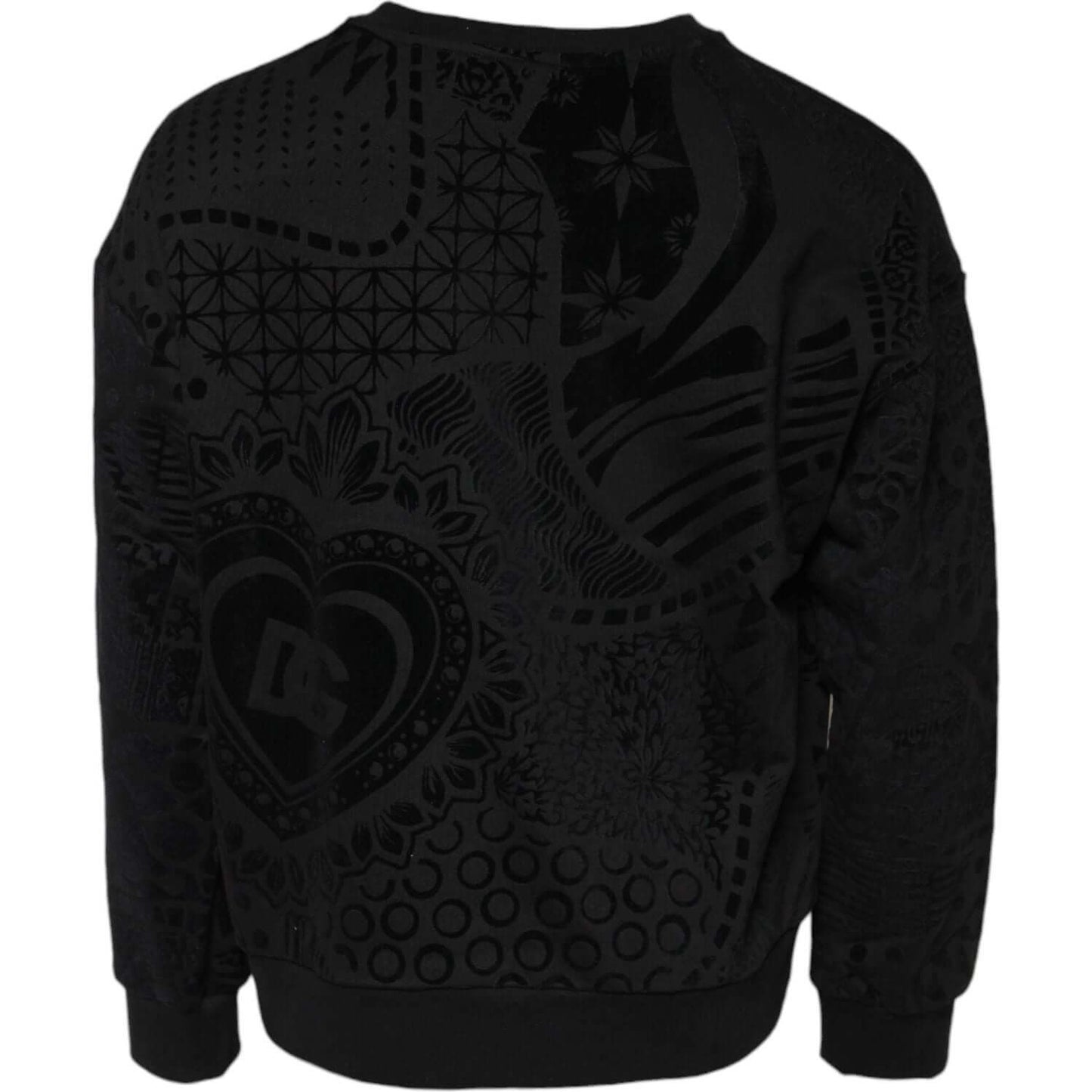 Dolce & Gabbana Black Printed Crew Neck Sweatshirt Sweater TSH90614-48