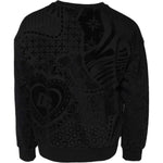 Dolce & Gabbana Black Printed Crew Neck Sweatshirt Sweater TSH90614-48