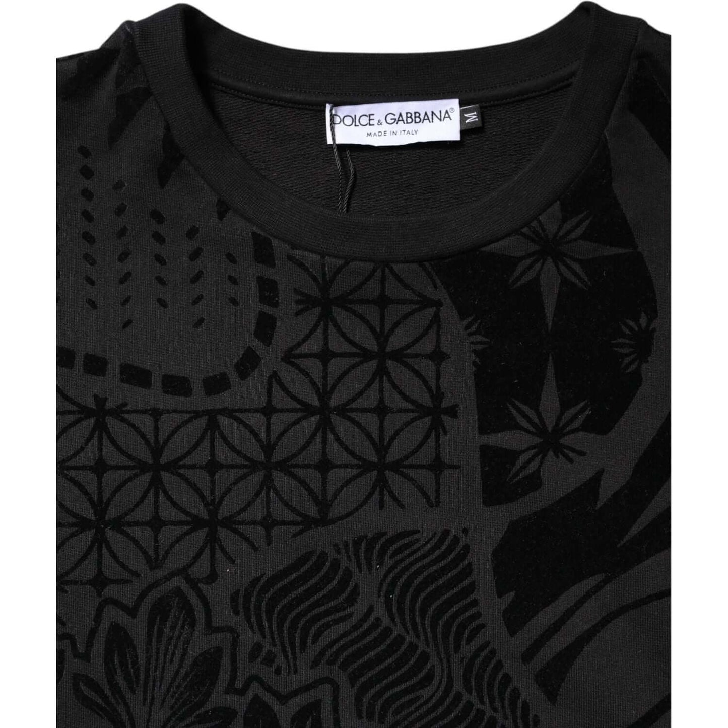 Dolce & Gabbana Black Printed Crew Neck Sweatshirt Sweater TSH90614-48