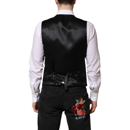 Dolce & Gabbana Green Wool Dress Formal Men Waistcoat Vest