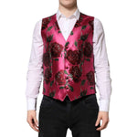 Dolce & Gabbana Pink Floral Satin Formal Men Waistcoat Vest TSH90470-50
