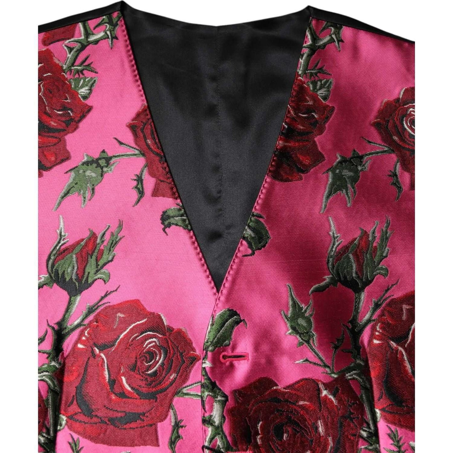Dolce & Gabbana Pink Floral Satin Formal Men Waistcoat Vest TSH90470-50