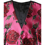 Dolce & Gabbana Pink Floral Satin Formal Men Waistcoat Vest TSH90470-50