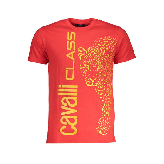 Cavalli Class Red Cotton T-Shirt CA-28589-M