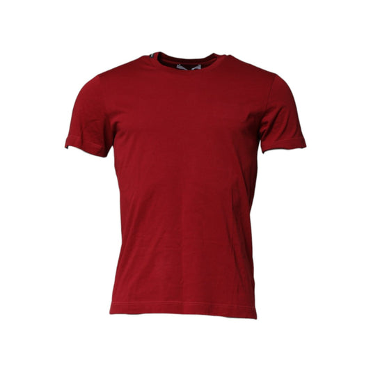 Dolce & Gabbana Red Cotton Short Sleeves Crew Neck T-shirt TSH90512-48