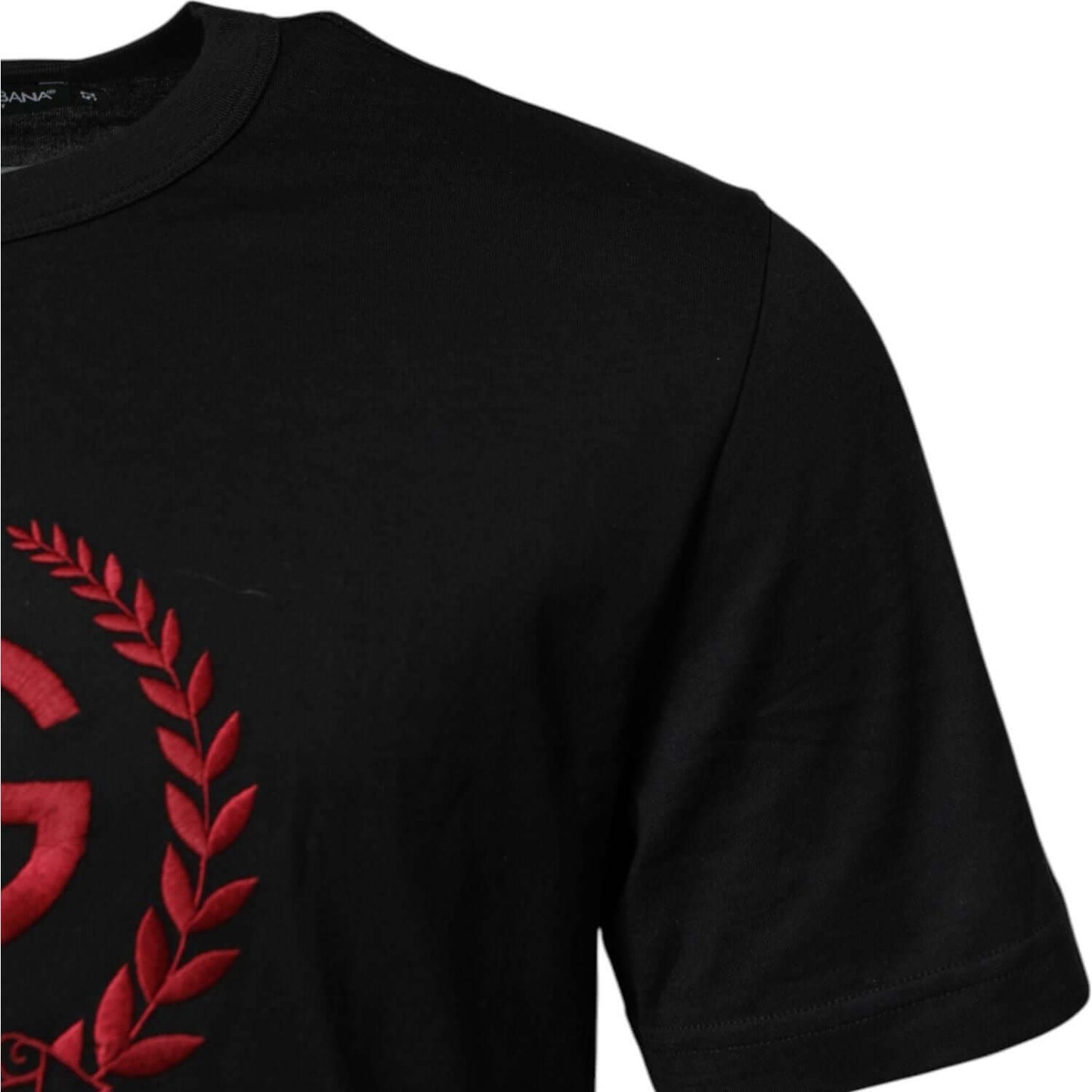 Dolce & Gabbana Black Cotton Embroidered Crew Neck T-shirt TSH90515-52