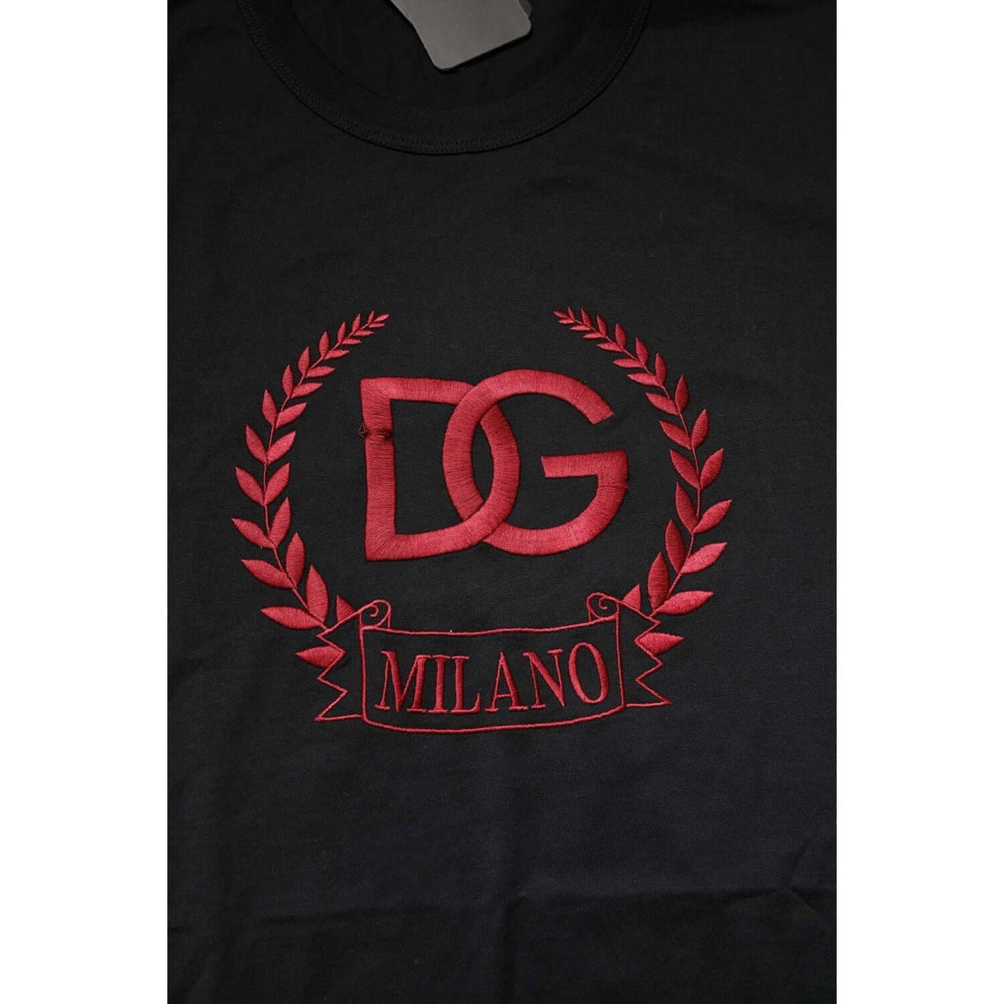 Dolce & Gabbana Black Cotton Embroidered Crew Neck T-shirt TSH90515-52