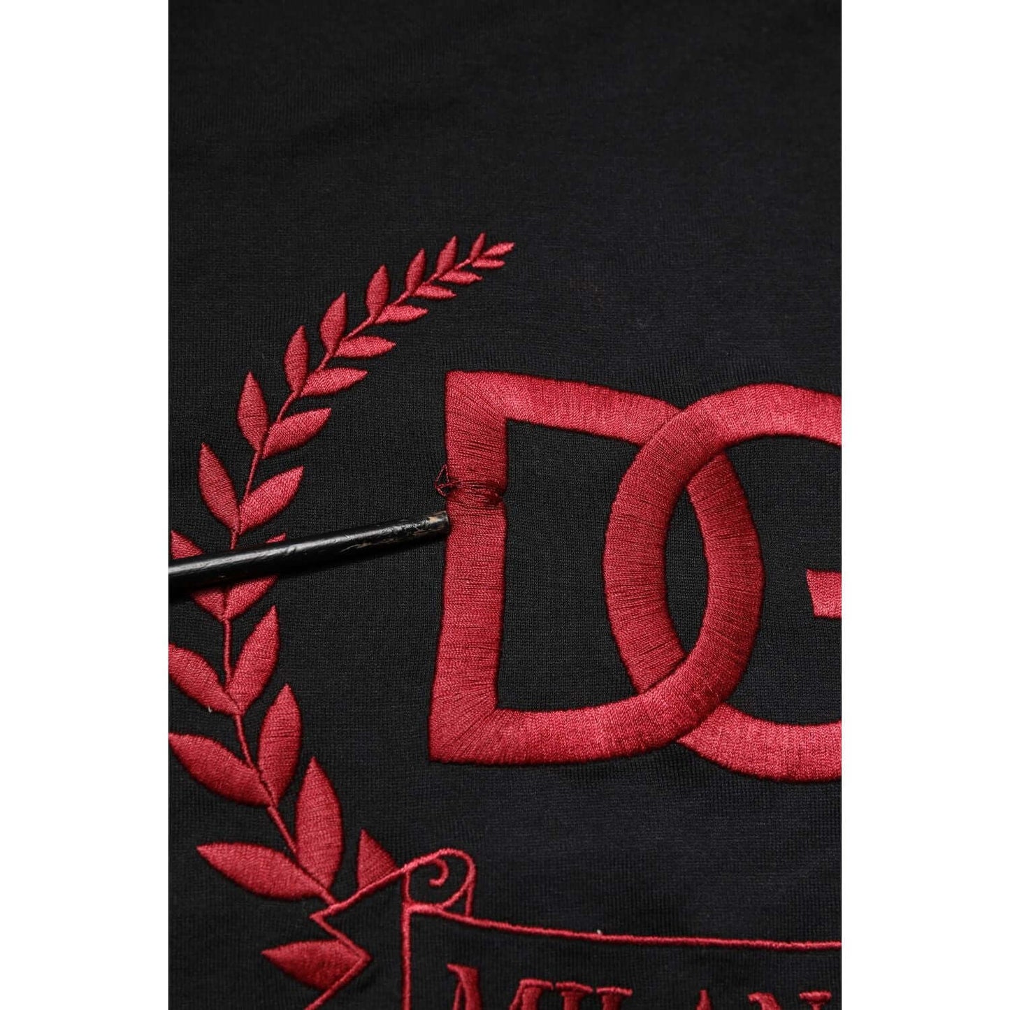 Dolce & Gabbana Black Cotton Embroidered Crew Neck T-shirt TSH90515-52