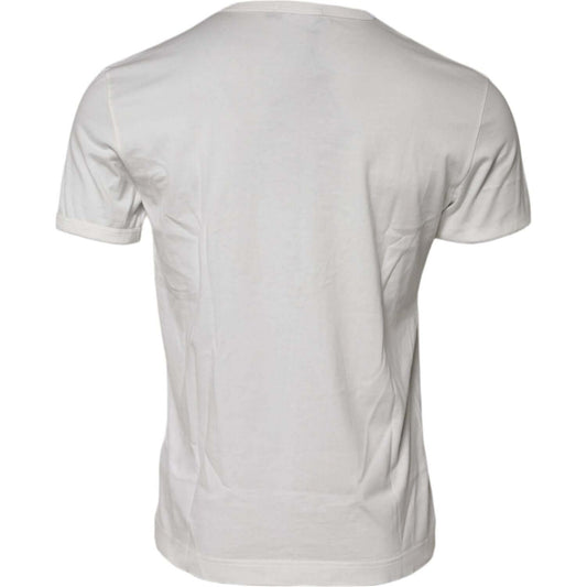 Dolce & Gabbana White Cotton DG Crown Embossed T-shirt TSH90617-48