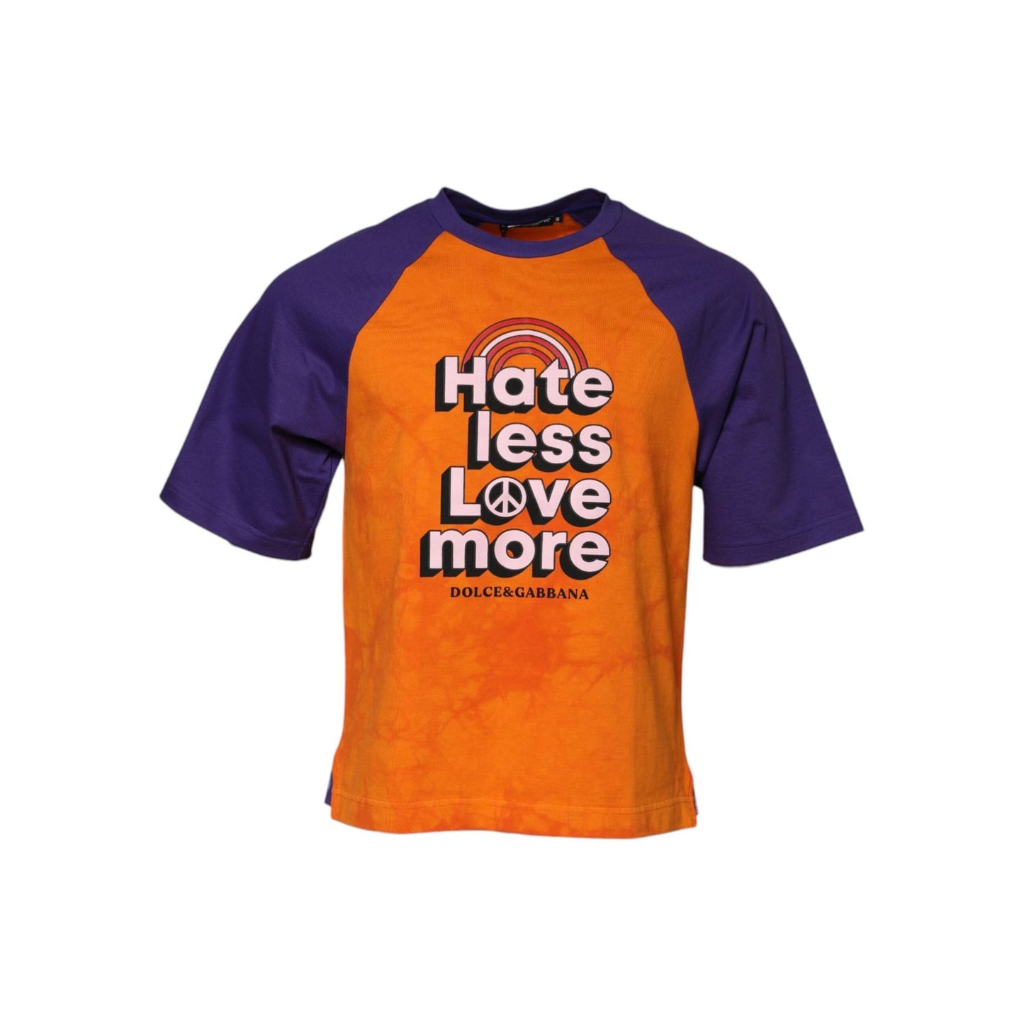 Dolce & Gabbana Orange Purple Printed Round Neck T-shirt