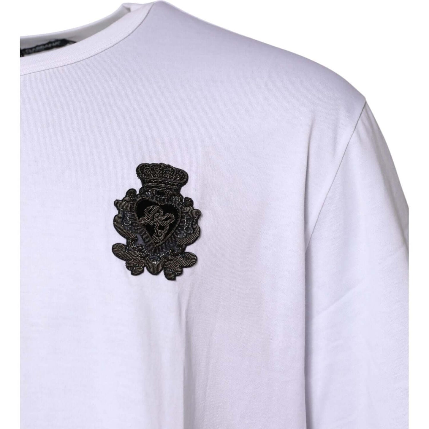 Dolce & Gabbana White Cotton DG Crown Embroidery T-shirt TSH90636-60