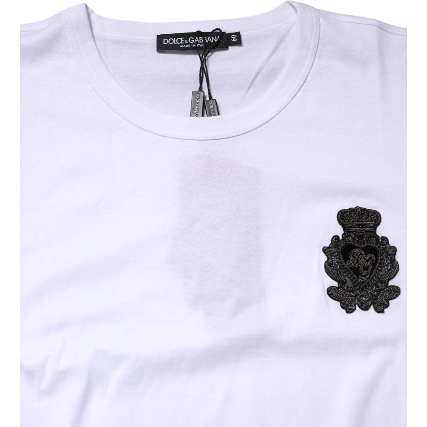 Dolce & Gabbana White Cotton DG Crown Embroidery T-shirt TSH90636-60