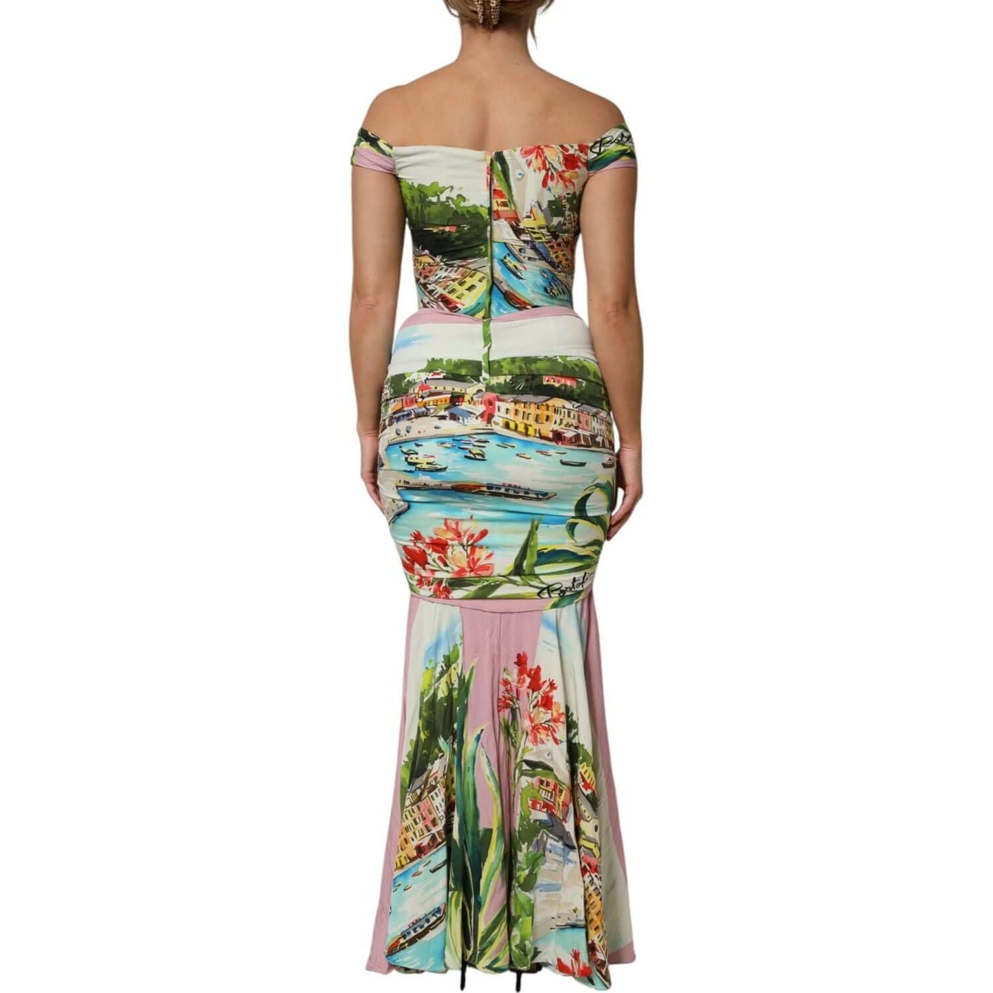 Dolce & Gabbana Multicolor Off Shoulder Long Sheath Dress DR81519-40