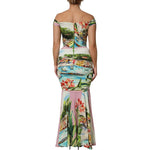 Dolce & Gabbana Multicolor Off Shoulder Long Sheath Dress DR81519-40