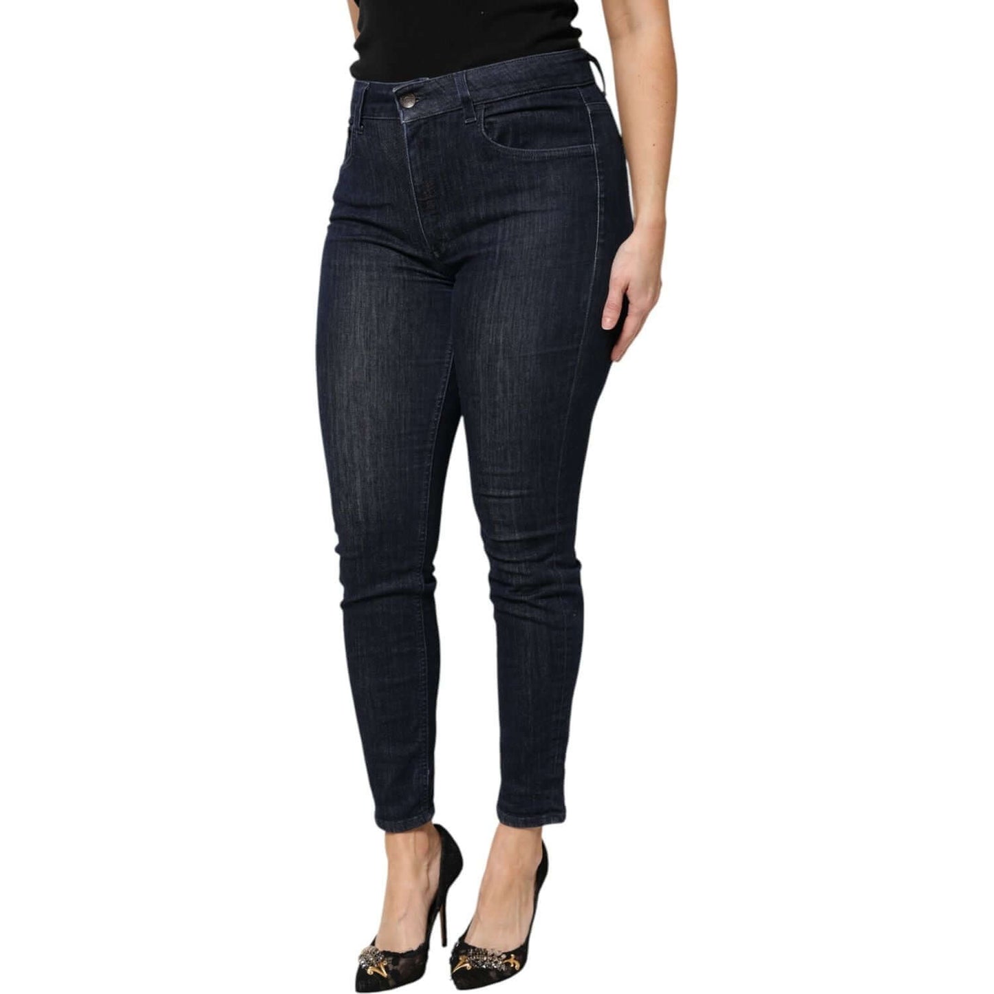 Dolce & Gabbana Dark Blue Cotton Skinny Cropped Denim Jeans PAN76166-46