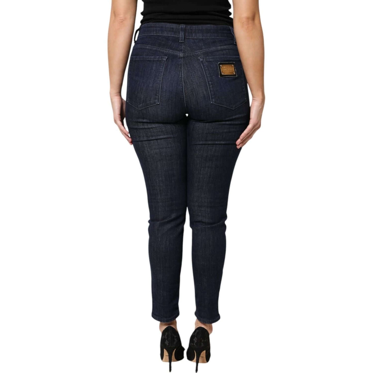 Dolce & Gabbana Dark Blue Cotton Skinny Cropped Denim Jeans PAN76166-46