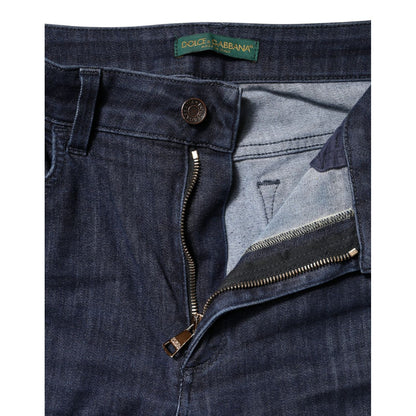 Dolce & Gabbana Dark Blue Cotton Skinny Cropped Denim Jeans